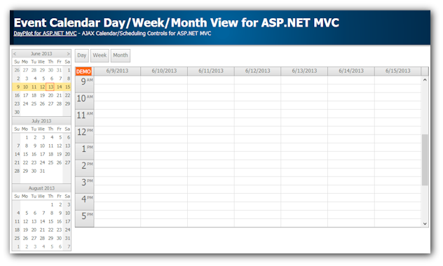 event calendar asp.net mvc week