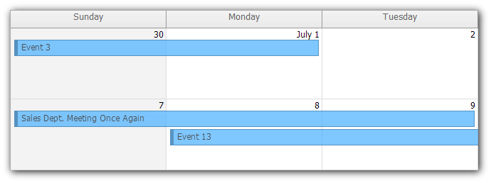 monthly event calendar asp.net business
